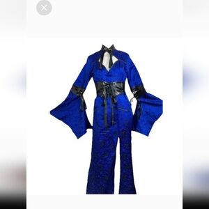 Lip Service Hollywood Geisha Blue and Black Gothic Dress